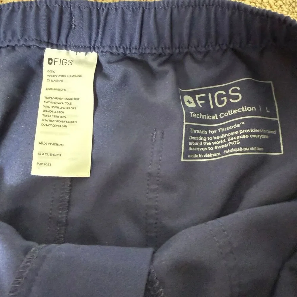 Figs Men's‎ Cairo Navy Cargo Zip Fly Healthcare Nurse Scrub Pants TM3001 Large